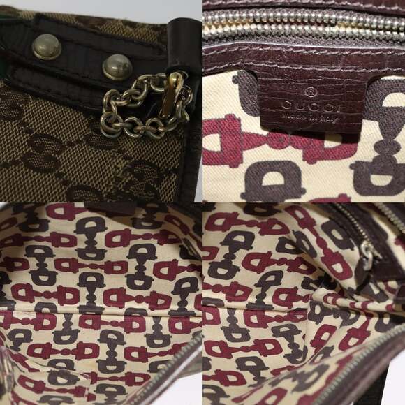 GUCCI GG Canvas Web Sherry Line Shoulder Bag Beige Gold Red - Picture 11 of 12